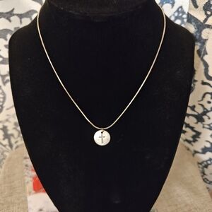 Silver Cross Pendant Necklace - Women